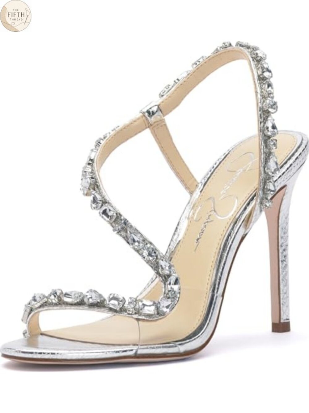 Embellished Slingback Stiletto Heeled Sandals Faux Leather Platform